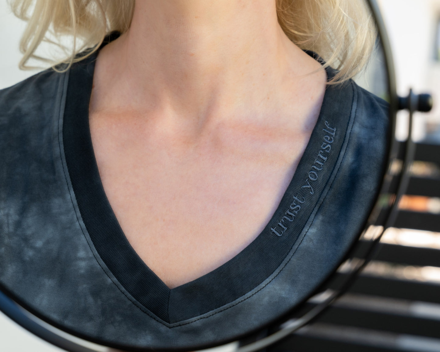 Mirror Me V-neck Supima Cotton short sleeve t-shirt in Night Ski Tie-Dye